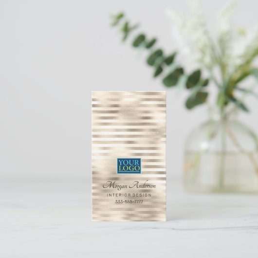 あなたのロゴ、エレガントプロフェッショナルプラチナ剥ぎ取り 名刺 (スタンド正面)