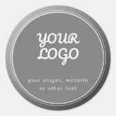 あなたのロゴ スローガン ウェブサイト & ユニークなグレーのグラデーション ラウンドシール (正面)