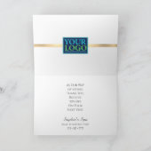 あなたのロゴ、ビジネス名、ブラシ付き金ゴールド ストライプ サンキューカード (内部)