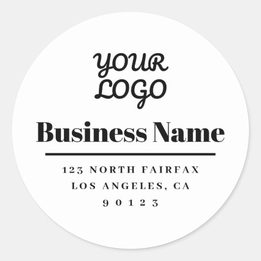 あなたのロゴ モダンな返送先住所 白と黒 ラウンドシール (正面)