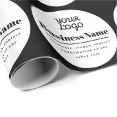 あなたのロゴ レトロモダン 白黒 ラッピングペーパー (ロールコーナー)