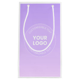 あなたのロゴ | 優しいラベンダーオンブルグラデーション スモールペーパーバッグ