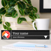 あなたのロゴ、名前と分割 – 黒の背景de デスクネームプレート