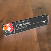 あなたのロゴ、名前と分割 – 黒の背景de デスクネームプレート (側面)