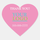 あなたのロゴ、名前&電話またはウェブサイトのプロモピンクホワイト ハートシール (正面)