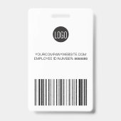 あなたのロゴ 従業員名 写真 バーコード 青 バッジ (裏面)