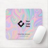 あなたのロゴ+文字 – ホログラフィック虹色 マウスパッド (マウス)