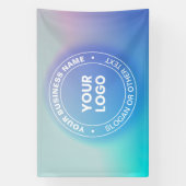 あなたのロゴ | 現代的なフェードカラーオンブレ & 白色テキスト 横断幕 (縦)