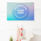 あなたのロゴ | 現代的なフェードカラーオンブレ & 白色テキスト 横断幕 (インサイチュ)