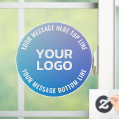 あなたのロゴ | 青から紫へのオンブル & 円形テキスト ウィンドウサイン (ホーム)