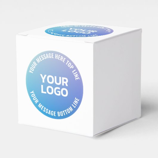 あなたのロゴ | 青から紫へのオンブル & 円形テキスト フェイバーボックス (正面サイド)