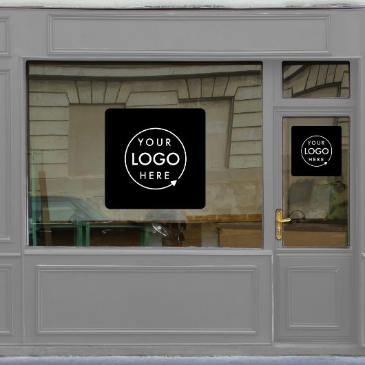 あなたのロゴ | 黒のビジネス会社ロゴスクエア ウィンドウサイン