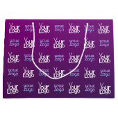 あなたのロゴ | 2つのアップロード画像またはビジネス用ロゴ ラージペーパーバッグ (正面)