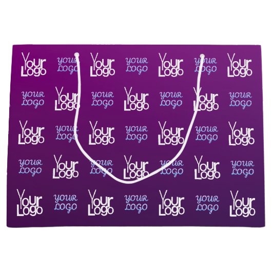 あなたのロゴ | 2つのアップロード画像またはビジネス用ロゴ ラージペーパーバッグ (正面)