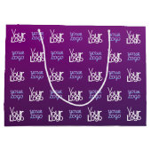 あなたのロゴ | 2つのアップロード画像またはビジネス用ロゴ ラージペーパーバッグ (裏面)