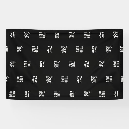 あなたのロゴ | 3つのロゴパターン デザイン 編集可能な黒 横断幕 (横)