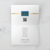 あなたのロゴ、QRコード、バス。名前、ブラシ付き金ゴールドストライプ サンキューカード (内部)