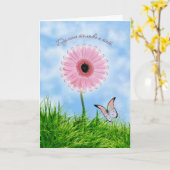 あなたのロシアのな考えることは梳きます。 ピンクのデイジー-ガーベラ カード (黄色い花)