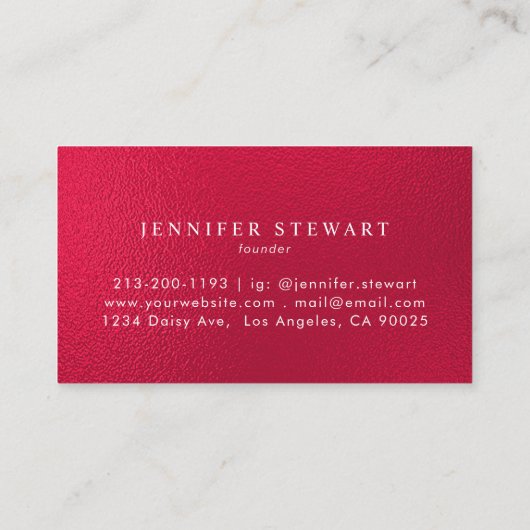 あなたのロフェイクゴの赤いモダン箔 名刺 (裏面)