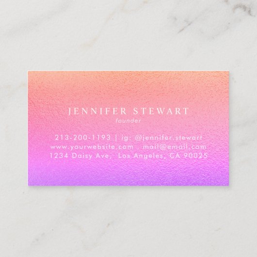 あなたのロフェイクゴグラデーションマイアミホイルモダン 名刺 (裏面)