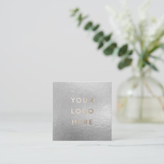 あなたのロフェイクゴ銀グレーモダン箔 スクエア名刺 (スタンド正面)