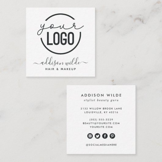 あなたのロモダンゴシックミニマルシンプルホワイトスクエア スクエア名刺 (正面/裏面)