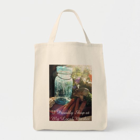 あなたのローカル市場の買い物袋を支えて下さい トートバッグ (正面)
