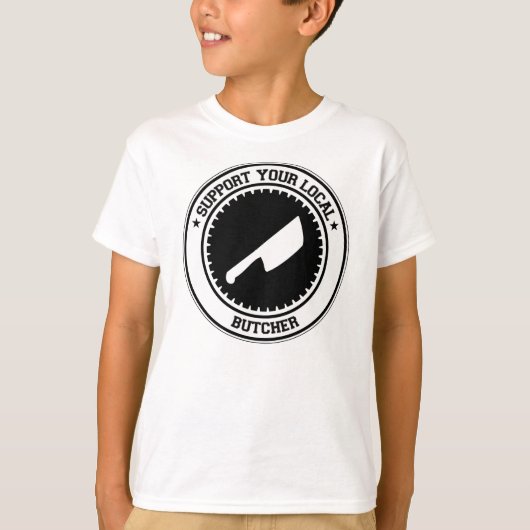 あなたのローカル肉屋を支えて下さい Tシャツ (正面)