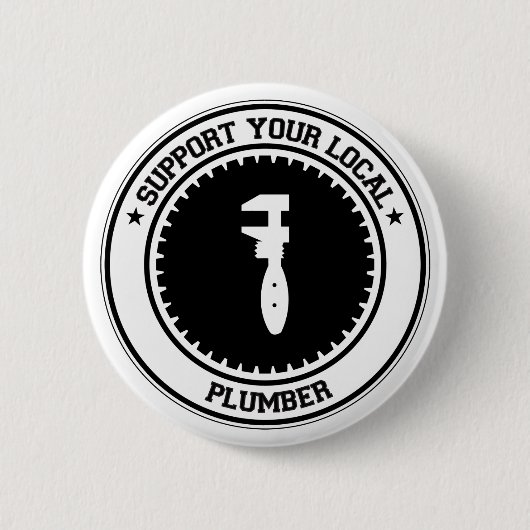 あなたのローカル鉛管工を支えて下さい 缶バッジ (正面)