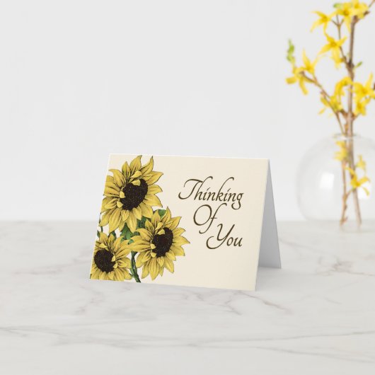あなたのヴィンテージのヒマワリの考えること挨拶状 カード (黄色い花)