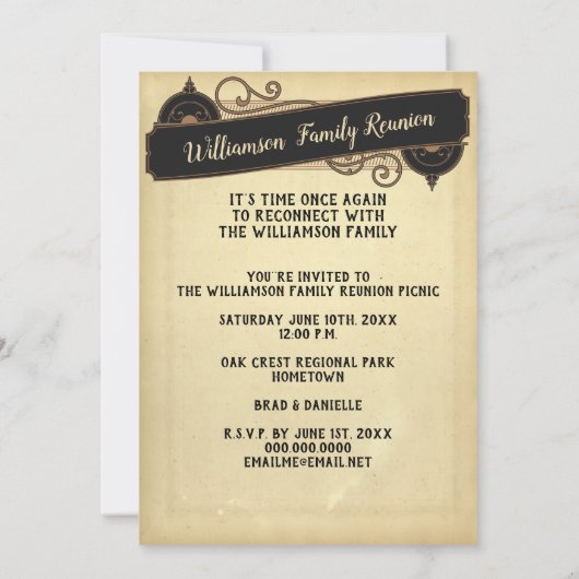 あなたのヴィンテージの写真の家族会の収集 招待状 (裏面)