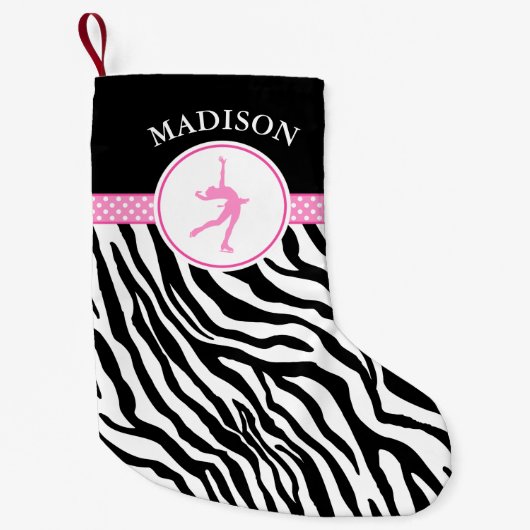 あなたの一流のシマウマのプリントのフィギュアスケートを飾って下さい スモールクリスマスストッキング (正面)