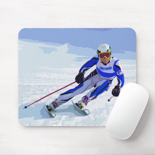 あなたの一流のスケッチが付いている青の高山のスキーヤー マウスパッド (マウス)