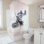 あなたの一流のスケッチを持つアイスホッケーのゴールキーパー シャワーカーテン (インサイチュ)