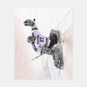 あなたの一流のスケッチを持つアイスホッケーのゴールキーパー フリースブランケット (正面)