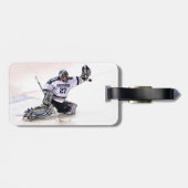 あなたの一流のスケッチを持つアイスホッケーのゴールキーパー ラゲッジタグ (裏面横)