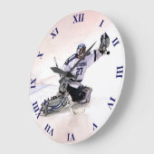 あなたの一流のスケッチを持つアイスホッケーのゴールキーパー ラージ壁時計 (傾斜)