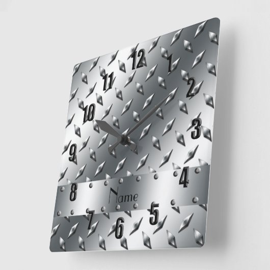あなたの一流のダイヤモンドのプレートの鋼鉄とパーソナライズ スクエア壁時計 (傾斜)
