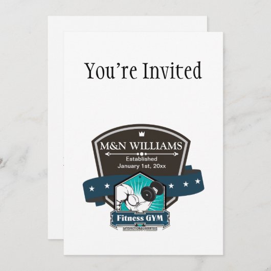 あなたの一流のフィットネスの体育館のロゴをカスタマイズ 招待状 (正面/裏面)
