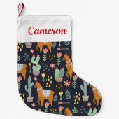 あなたの一流の|かわいいアルパカパターンを加えて下さい スモールクリスマスストッキング (正面)