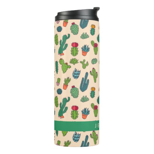 あなたの一流の|かわいいサボテン永続的なパターンを加えて下さい タンブラー (回転左)