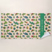 あなたの一流の|かわいいサボテン永続的なパターンを加えて下さい ビーチタオル (正面)