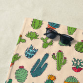 あなたの一流の|かわいいサボテン永続的なパターンを加えて下さい ビーチタオル (インサイチュ)