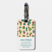 あなたの一流の|かわいいサボテン永続的なパターンを加えて下さい ラゲッジタグ (裏面縦)