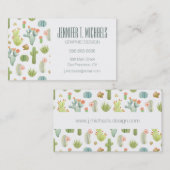 あなたの一流の|かわいいサボテン永続的なパターンを加えて下さい 名刺 (正面/裏面)