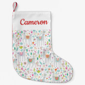 あなたの一流の|かわいいパステル調のラマパターンを加えて下さい スモールクリスマスストッキング (正面)