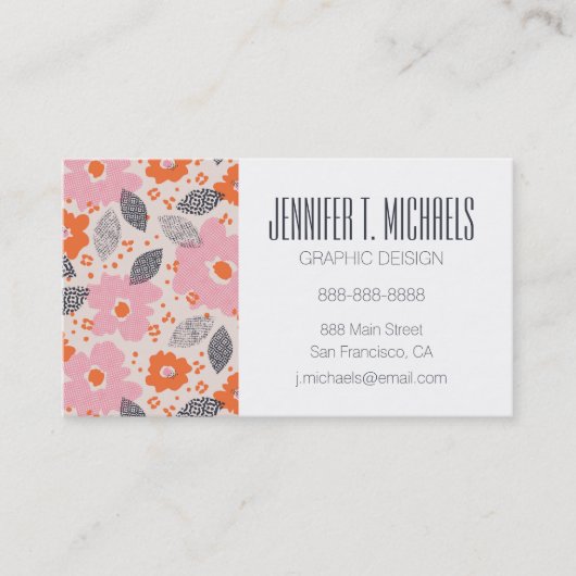 あなたの一流の|かわいいレトロの花パターンを加えて下さい 名刺 (正面)
