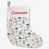 あなたの一流の|かわいい森林動物及びインドの男の子を加えて下さい スモールクリスマスストッキング (正面)