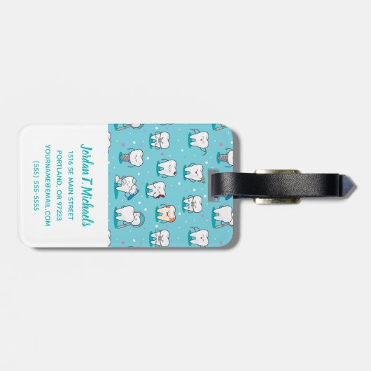 あなたの一流の|かわいい歯科パターンを加えて下さい ラゲッジタグ (裏面横)