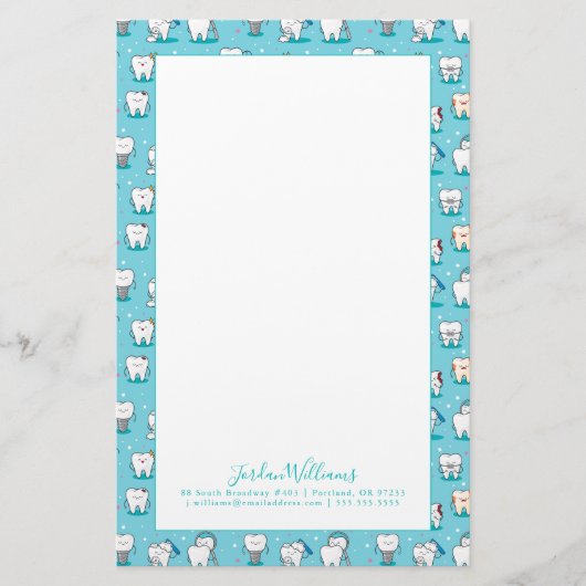 あなたの一流の|かわいい歯科パターンを加えて下さい 便箋 (正面)